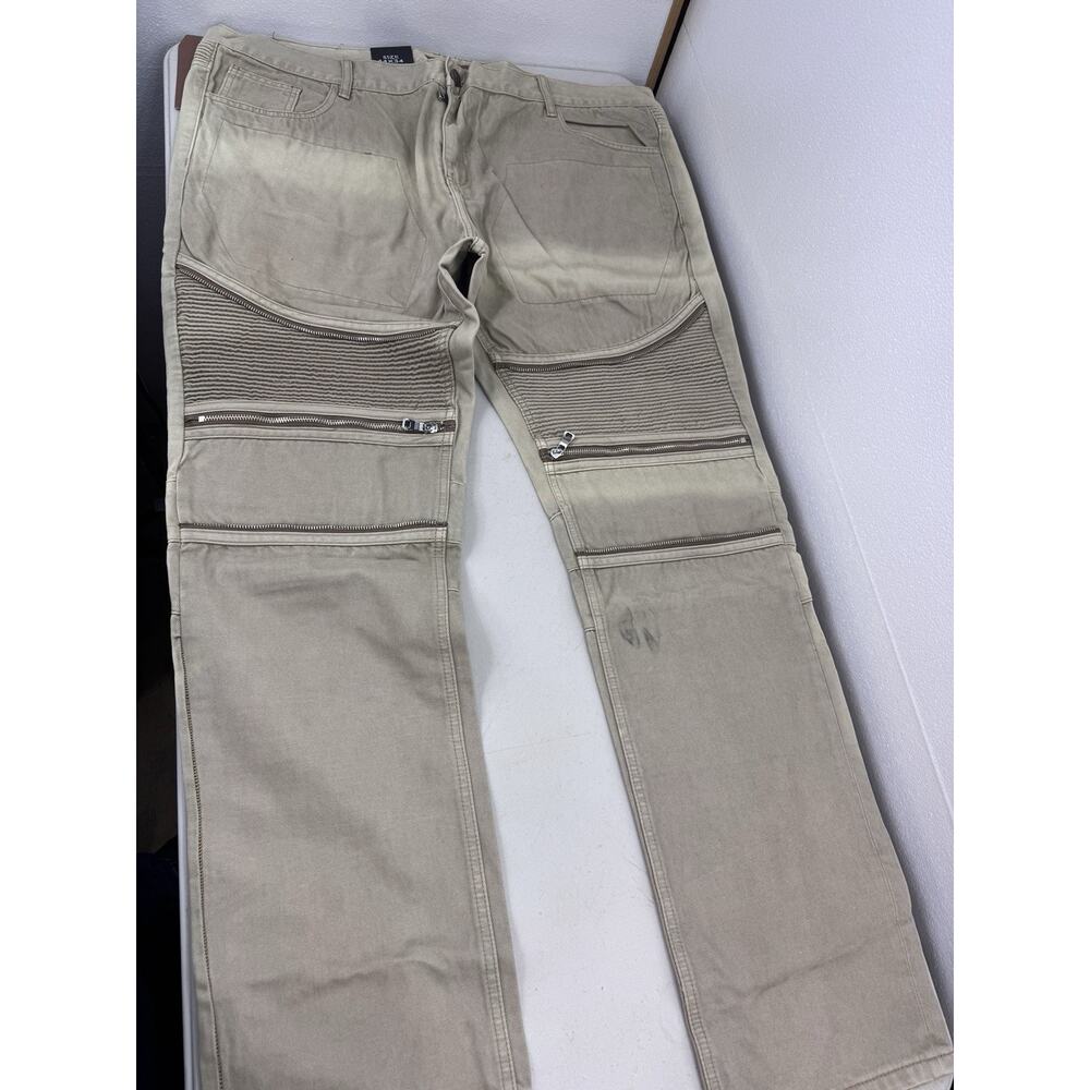 Crysp Denim 44x34 Tan Jeans With Zippers Streetwear NWT Straight Leg